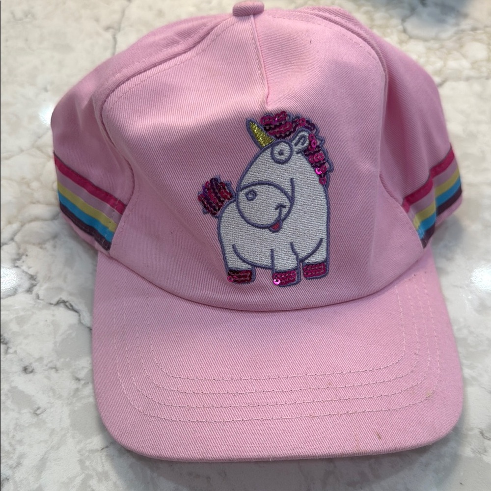 Universal Studios Pink Unicorn Cap with Rainbow Stripes